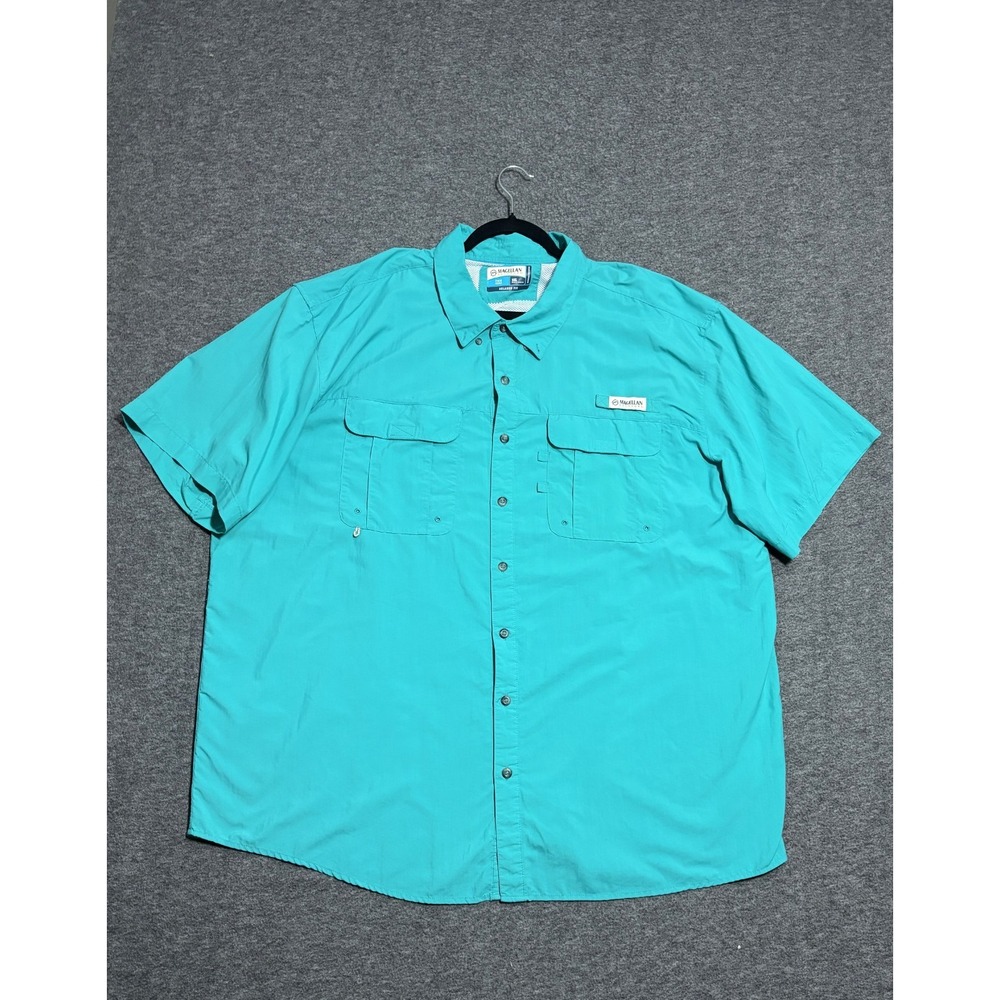 Magellan Outdoors Fishing Shirt Men 3XL Teal Laguna Madre Button Up Outdoor Gear